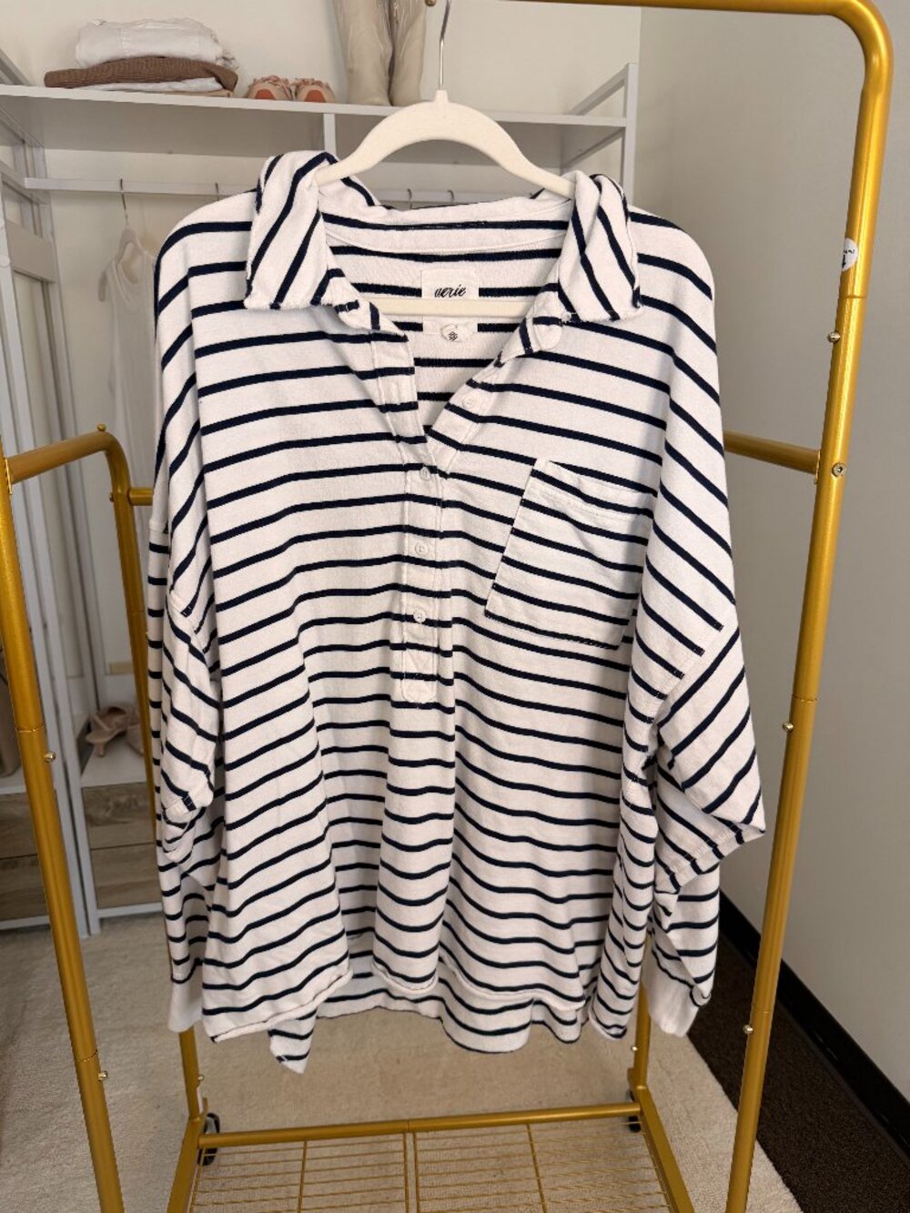 Aerie Oversized Boyfriend Half Button Polo